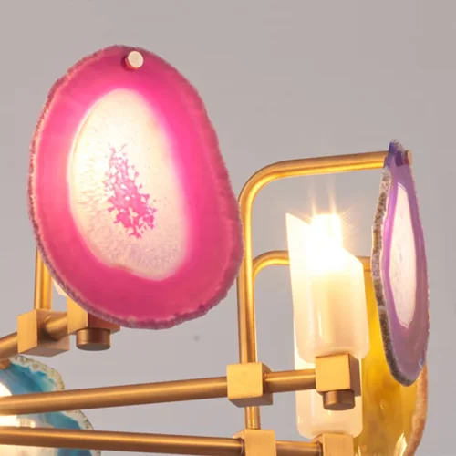 Люстра подвесная AGATE 5 L5 219519-26 ImperiumLoft разноцветная на 5 ламп, основание золотое в стиле арт-деко  фото 7