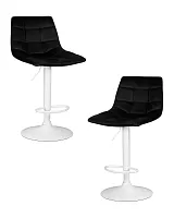 Стул барный набор 2 шт. SET-2 5017_WhiteBase-LM TAILOR WHITE, цвет сиденья черный велюр (MJ9-101), цвет основания белый Dobrin, /велюр, ножки/металл/белый, размеры - 920*1130***470*490 Стул барный набор 2 шт. SET-2 5017_WhiteBase-LM TAILOR WHITE, цвет сиденья черный велюр (MJ9-101), цвет основания белый Dobrin, /велюр, ножки/металл/белый, размеры - 920*1130***470*490