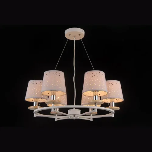 Люстра потолочная LISBON 81055-6C SATIN WHITE Natali Kovaltseva белая на 6 ламп, основание белое в стиле современный 