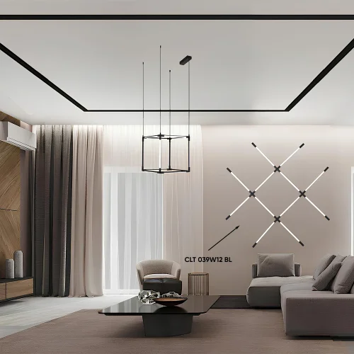 Светильник подвесной LED CLT 039C12 BL Crystal Lux белый на 1 лампу, основание чёрное в стиле современный фото 5