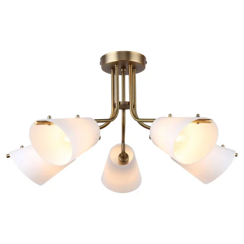 Люстра потолочная Arlington GRLSP-8096 Lussole белая на 5 ламп, основание бронзовое в стиле современный 