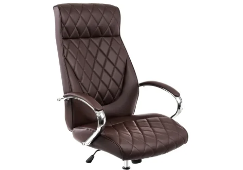 Компьютерное кресло Monte темно-коричневое 1865 Woodville, коричневый/искусственная кожа, ножки/металл/хром, размеры - ****670*750 фото 5