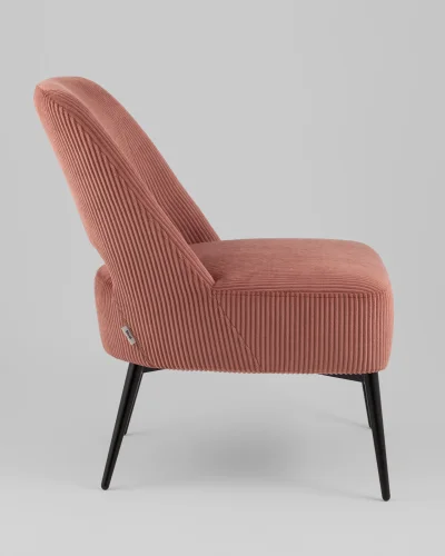 Кресло лаунж Бостон велюр рельефный коралловый УТ000039983 Stool Group, розовый/велюр, ножки/металл/чёрный, размеры - **600**730*мм фото 2