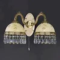 Бра с выключателем A 6906/2 Reccagni Angelo бежевый на 2 лампы, основание золотое в стиле кантри 