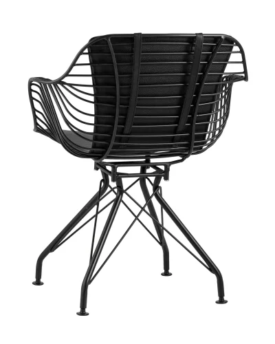 Кресло Thomas, черное, с черной подушкой УТ000004226 Stool Group, чёрный/экокожа, ножки/металл/чёрный, размеры - ****660*600 фото 4