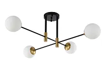 Люстра потолочная FIDEL PL4 BLACK Crystal Lux белая на 4 лампы, основание чёрное бронзовое в стиле современный 