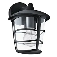 Настенный светильник 93098 ALORIA Eglo уличный IP44 чёрный 1 лампа, плафон прозрачный в стиле современный E27