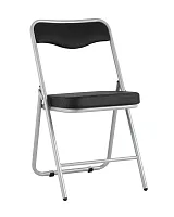 Складной стул Джонни экокожа черный каркас металлик УТ000035369 Stool Group, чёрный/экокожа, ножки/металл/серый, размеры - ****450*495