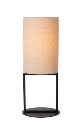 Настольная лампа Herman 30562/81/38 Lucide бежевая 1 лампа, основание чёрное металл в стиле скандинавский 