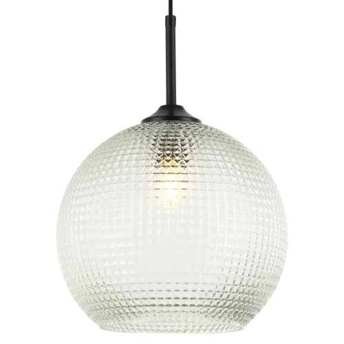 Светильник подвесной Donna 2105/00/01P Stilfort прозрачный серый 1 лампа, основание чёрное в стиле современный шар фото 2