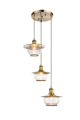 Светильник подвесной NEVIS 69030-3H Globo прозрачный 3 лампы, основание античное бронза в стиле кантри шар