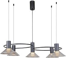 Люстра подвесная LED Feris 4622-5P F-promo прозрачная на 5 ламп, основание чёрное в стиле лофт 