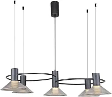 Люстра подвесная LED Feris 4622-5P F-promo прозрачная на 5 ламп, основание чёрное в стиле лофт 