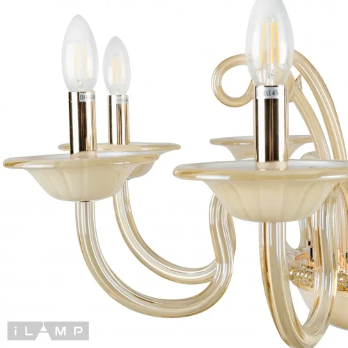 Люстра подвесная Classic P2318-8GD iLamp без плафона на 8 ламп, основание бежевое золотое в стиле современный американский фото 3