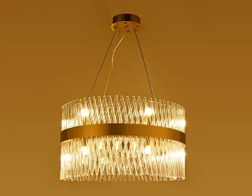 Люстра подвесная Traditional TR5361 Ambrella light прозрачная на 12 ламп, основание золотое в стиле классический  фото 4