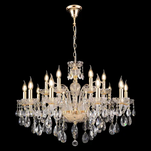 Люстра подвесная MONICA SP10+5 GOLD Crystal Lux без плафона прозрачная на 15 ламп, основание золотое в стиле классический фото 2