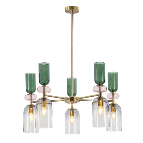 Люстра на штанге Tendy CL244151 Citilux прозрачная разноцветная на 5 ламп, основание латунь в стиле классический современный фото 2