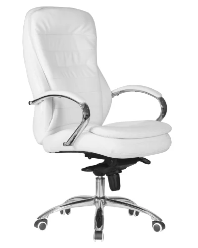 Офисное кресло для руководителей 108F-LMR LYNDON, цвет сиденья белый Dobrin, белый/экокожа, ножки/металл/хром, размеры - 1150*1200***670*670 фото 2