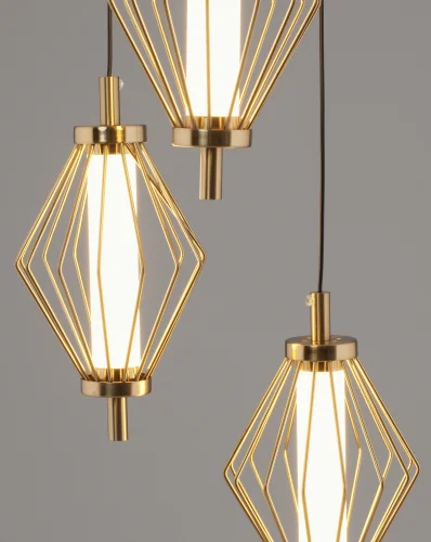 Светильник подвесной LED Eloise V11358-PL Moderli белый золотой на 3 лампы, основание золотое в стиле современный каскад фото 4