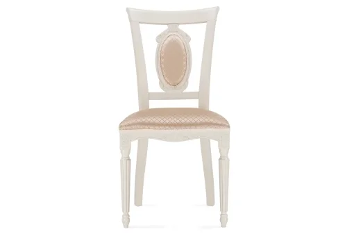 Деревянный стул Лино молочный / ромб 02 494210 Woodville, бежевый/ткань, ножки/массив бука дерево/белый, размеры - ****480*560 фото 2