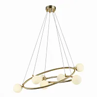 Люстра подвесная Rialto SL1508.203.07 ST-Luce белая на 7 ламп, основание золотое в стиле современный шар