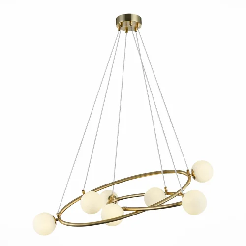 Люстра подвесная Rialto SL1508.203.07 ST-Luce белая на 7 ламп, основание золотое в стиле современный шар