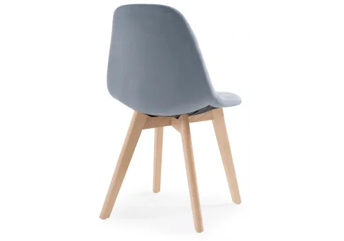 Деревянный стул Filip blue / wood 15102 Woodville, синий/велюр, ножки/массив бука дерево/натуральный, размеры - ****460*530 фото 4