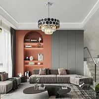 Люстра на штанге Sorrento-5009 375009/3+2/300/380 CR Arte Milano чёрная прозрачная на 5 ламп, основание хром в стиле современный 