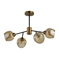 Люстра потолочная Odell 5649/4C Lumion янтарная на 4 лампы, основание бронзовое в стиле современный 
