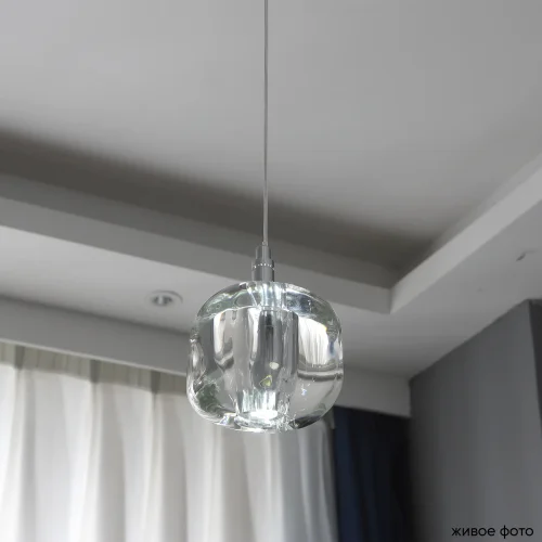 Светильник подвесной BOX SP1 CHROME/TRANSPARENT Crystal Lux прозрачный на 1 лампу, основание хром в стиле современный фото 4