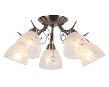 Люстра потолочная Casagliana OML-53807-05 Omnilux белая на 5 ламп, основание бронзовое в стиле современный 
