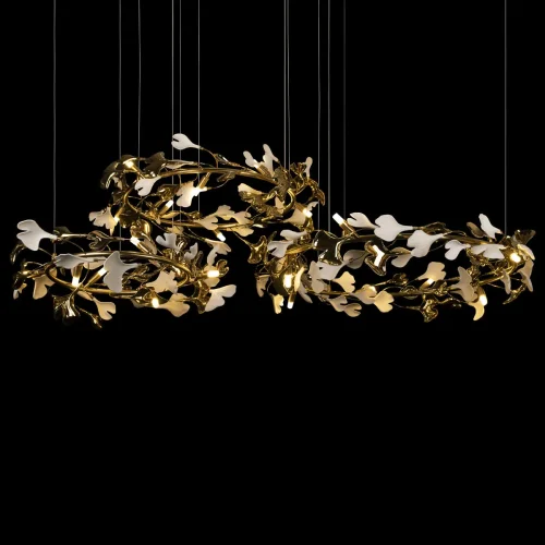 Люстра подвесная Fleur 10124/24 LOFT IT белая золотая на 24 лампы, основание золотое в стиле флористика арт-деко кольца ветви фото 6