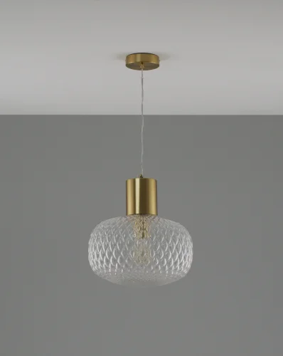 Светильник подвесной Sunset V10922-P Moderli прозрачный 1 лампа, основание золотое в стиле современный выдувное фото 2