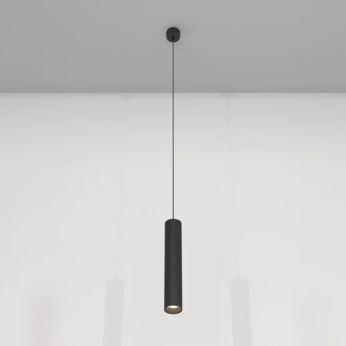 Светильник подвесной LED FOCUS LED P072PL-L12B4K Maytoni чёрный 1 лампа, основание чёрное в стиле хай-тек современный трубочки фото 2