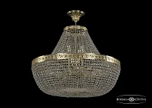 Люстра потолочная хрустальная 19051/H1/70IV G Bohemia Ivele Crystal прозрачная на 22 лампы, основание золотое в стиле классика sp