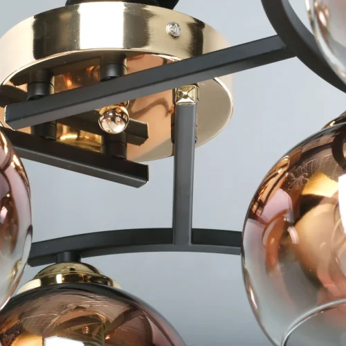 Люстра потолочная Вита 220013306 DeMarkt медь на 6 ламп, основание чёрное золотое в стиле современный шар фото 6