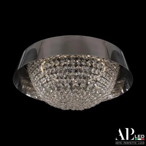 Люстра подвесная / потолочная LED Rimini S514.0.36.A.3000 Arte Perfetto Luce прозрачная на 1 лампа, основание никель в стиле классический 