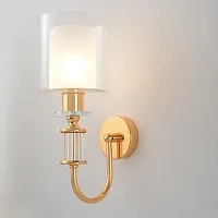 Бра ELENA AP1 GOLD Crystal Lux прозрачный белый на 1 лампу, основание золотое прозрачное в стиле современный 
