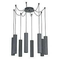 Светильник подвесной Mentalona 39824 Eglo чёрный серый 8 ламп, основание чёрное в стиле современный каскад трубочки