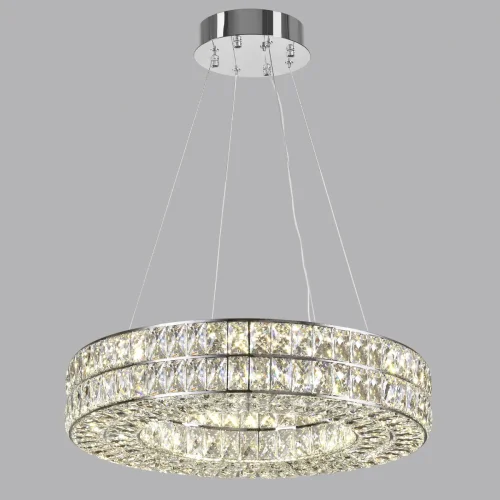 Люстра подвесная LED Panta 4927/52L Odeon Light прозрачная на 1 лампа, основание хром в стиле современный кольца фото 5
