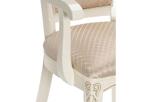 Деревянный стул Клето патина золото / ромб 431002 Woodville, бежевый/ткань, ножки/массив бука дерево/белый, размеры - ****490*550 фото 8