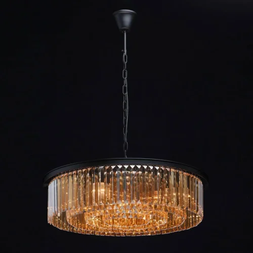 Люстра подвесная хрустальная Гослар 498015010 MW-Light прозрачная янтарная на 10 ламп, основание чёрное в стиле современный  фото 2