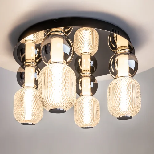 Люстра потолочная LED Drop MOD273CL-L60CH3K Maytoni прозрачная янтарная на 1 лампу, основание хром в стиле арт-деко современный фото 5