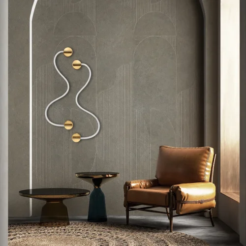 Бра LED Thread 10388W Brass LOFT IT белый на 1 лампу, основание бронзовое в стиле современный хай-тек минимализм гибкий неон фото 8