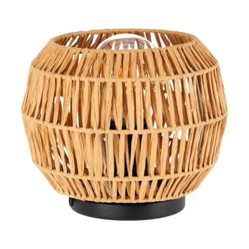 Настольная лампа Sheldon 44145 Eglo коричневая бежевая на 1 лампу, основание чёрное металл в стиле современный кантри 