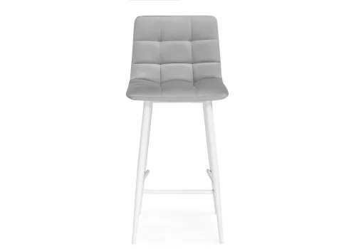 Полубарный стул Чилли К светло-серый / белый 537075 Woodville, серый/велюр, ножки/металл/белый, размеры - ****430*420 фото 2