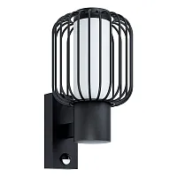 Настенный светильник с датчиком движения Ravello 98722 Eglo уличный IP44 чёрный 1 лампа, плафон чёрный белый в стиле модерн E27