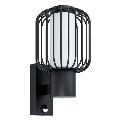 Настенный светильник с датчиком движения Ravello 98722 Eglo уличный IP44 чёрный 1 лампа, плафон чёрный белый в стиле современный E27