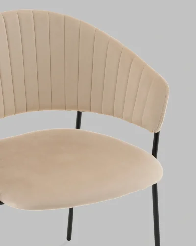 Стул Бруно NEW велюр кремовый УТ000041620 Stool Group, бежевый/велюр, ножки/металл/чёрный, размеры - *800**** фото 6