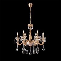 Люстра подвесная ELIZABETH SP6 BRASS Crystal Lux без плафона на 6 ламп, основание латунь прозрачное в стиле классический 